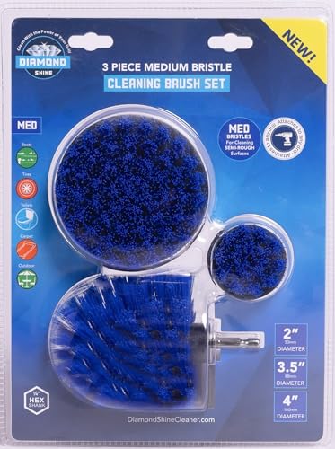 Diamond Shine 3-Pack Multipurpose Drill Brush Attachment Set – Turns Drill Into Electric Power Scrubber for Tile, Grout, Floors, Bathtub & Shower