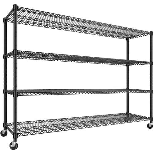 REIBII Extra-Wide 60"W 4-Tier Wire Shelving with Wheels, 2399lbs for Garage - size: 4-Tier,60" W X 65.5" H X 18" D