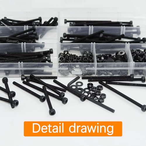 461Pcs M3 Socket Head Screws Metric Screws Bolts Washers Nuts Kit - size: M3 x 30mm, 35mm, 40mm, 45mm, 50mm