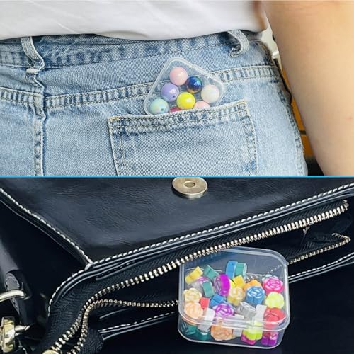 Bead Organizer Box, 30pcs Small Clear Plastic Storage Containers, Craft Storage Box Features Hinged Lid and Labels, Mini Boxes for Bracelets, Jewelry, Diamonds, Clay Beads, Screws, Seeds, Small Parts - size: 1 Pack 30 Pcs
