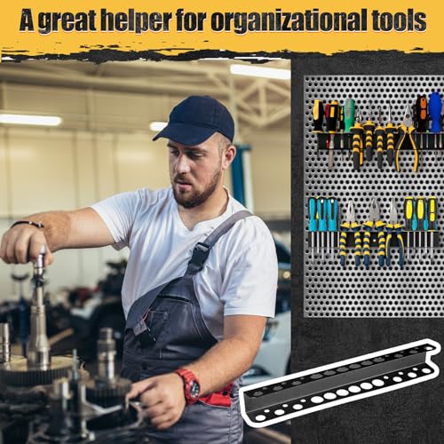 2 Pack 15.75 Inch Screwdriver Organizer Heavy Duty Wall Mount Metal Pliers Rack Holder Hand Tool Organizers and Storage Rack Peg Board for Screw Driver Pliers Garage Workshop Tool Chest Cart