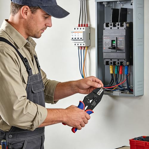 Wire Crimping Tool, Ratcheting Wire Crimper Set with 6 Replaceable Dies, Heavy Duty Crimper for Heat Shrink, Insulated Nylon, Non-Insulated, Wire Ferrules, Open Barrel Terminals and Solar Connectors