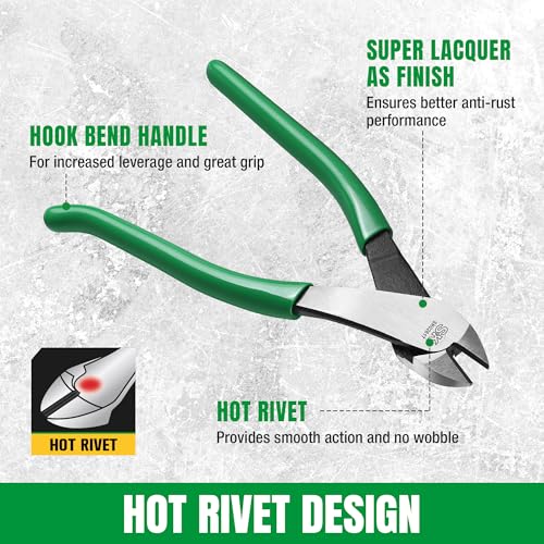 SK 9" Angled Side Cutters, Heavy Duty Diagonal Cutting Pliers, Wire Cutters