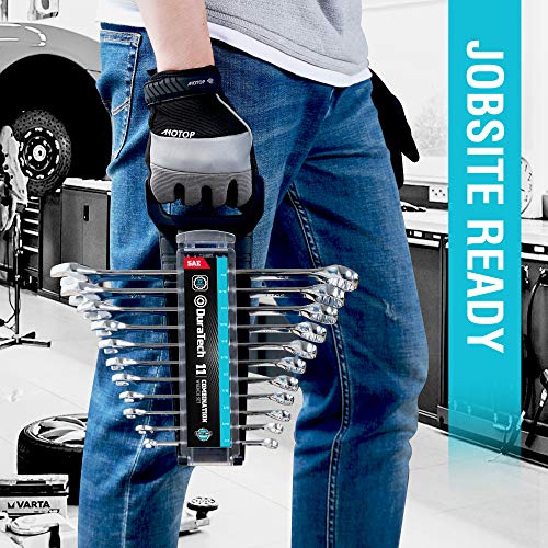 DURATECH Combination Wrench Set, SAE & Metric, 22-piece, 1/4-7/8" & 8-19mm - size: Metric&SAE (8 to 19mm & 1/4" to 7/8")
