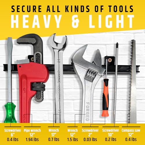 12" Heavy-Duty Magnetic Tool Holders (4 Pack - 48" Total) - Extremely Powerful Magnetic Pull Force to Hold Heavy Tools (Upgraded Version) - Professional Tool Bars/Strips Organizer - size: 12" - 4 Pack