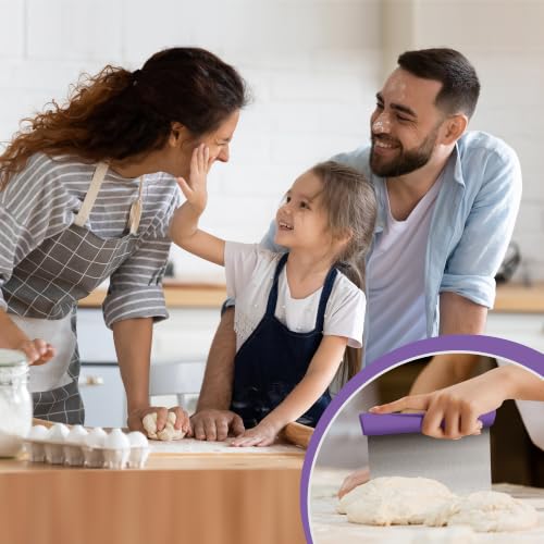 Multi-Purpose Stainless Steel Bench Scraper Dough Blender & Pastry Cutter - color: Purple