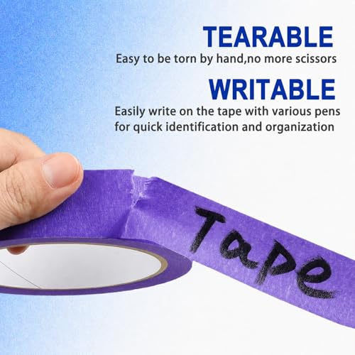 2 Pack Purple Painters Tape - Purple Masking Tape 1 Inch Wide - Multi-Surface, Smart Adhesion, Indoor & Outdoor - Paint Tape for DIY, Labeling, Art, Car, General Purpose - 180FT Total - color: Purple