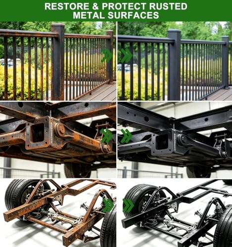 2 in 1 Rust Converter for Metal, 35OZ Black Rust Reformer, Heat Resistant Rust Encapsulator Inhibitor Paint for Car Chassis, Truck Frame, Trailer,Fence, Railing, Metal Surfaces