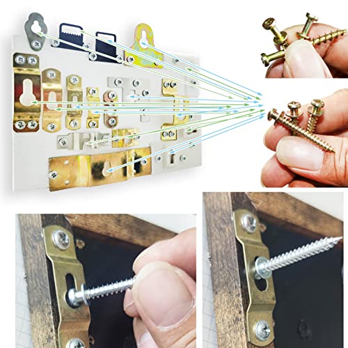 laffeya Picture Hanging Screw, Double-Headed Bear Claw Nail Keyhole Hanger - style: Black Mix Size