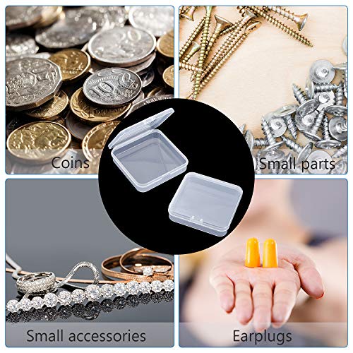 SATINIOR 24 Packs Small Clear Plastic Beads Storage Containers Box with Hinged Lid for Storage of Small Items, Crafts, Jewelry, Hardware(2.8 x 2.8 x 0.67 in) - size: 2.8 x 2.8 x 0.7 in