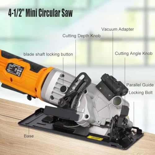 4.8A Power Circular Saw Corded,4000RPM Laser Guide 45° Max Angle - style: Corded circular saw