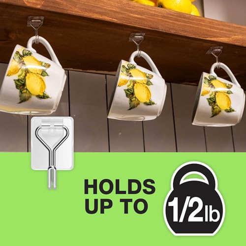 FrogTape reMOVEables Damage Free Adhesive Hook - Removable & Reusable Small Wire Wall Hooks for Hanging - No Nails - Includes 9 Hooks & 12 Adhesive Strips - Holds up to 0.5 lb - Clear (Pack of 18) - color: Clear, size: Pack of 18, style: Small