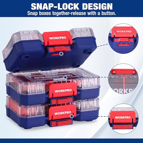 WORKPRO 3-Piece Small Parts Organizer, Stackable Storage Case