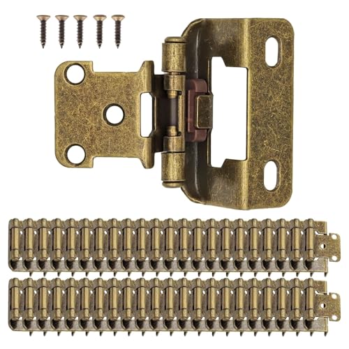 50 Pack (25 Pairs) 1/2 Inch Overlay Partial Wrap Hinges Antique Brass - color: Antique Brass, size: 50 Pack (25 Pairs)