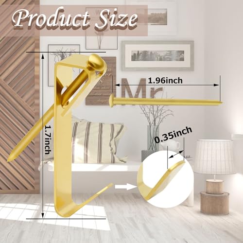 25PC 100lb Heavy Duty Picture Hangers with Nails for Drywall & Wood | Holds up to 100lbs, Easy to Install, Secure Sturdy Hold, Minimal Wall Damage, Includes Storage Case for Organization - size: 25PCS 100LB Gold