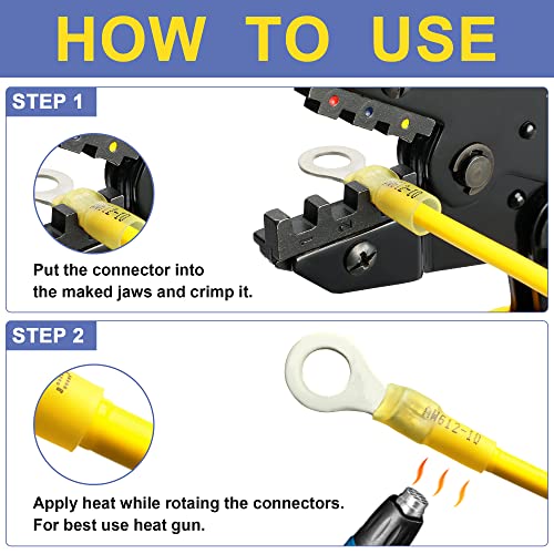 haisstronica 480PCS Heat Shrink Wire Connectors, 12-10 AWG, Yellow 11 Sizes - size: 480