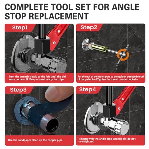 Plumbing Tools with Angle Stop Wrench & Compression Sleeve Puller - style: Angle Stop Wrench with 1/2-Inch Compression Sleeve Puller