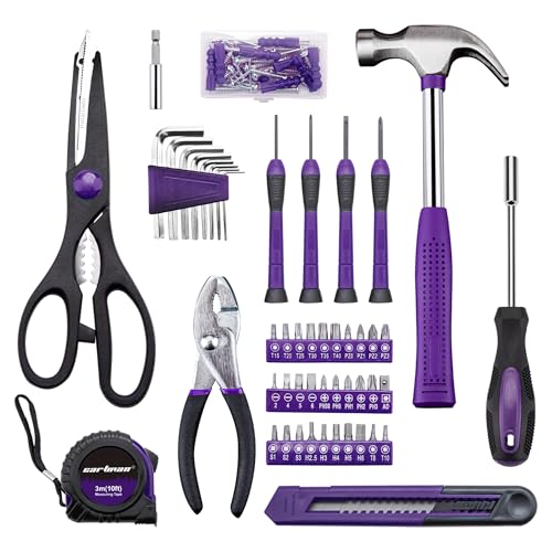 CARTMAN Complete Household Tool Set, Purple Hand Kit With Storage Case - color: Purple&Black