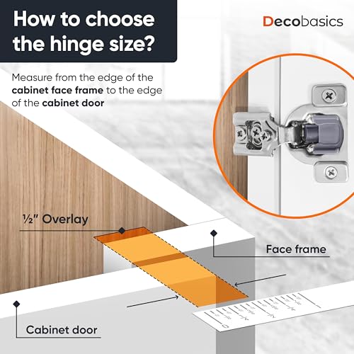 DecoBasics 50 Pack(25 Pair) 1/2" Overlay Soft Close Cabinet Hinges for Kitchen & Bath - Concealed Soft Close Hinge for cabinet Door w Self Closing Damper -Easy Upgrade -Stainless Steel Last a Lifetime - size: 1/2 in.