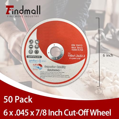 Cut Off Wheels 50 Pack 6 x .045 x 7/8 Inch Metal and Stainless Steel Cutting Discs for Angle Grinders - size: 50pcs 6"*0.045"*7/8"