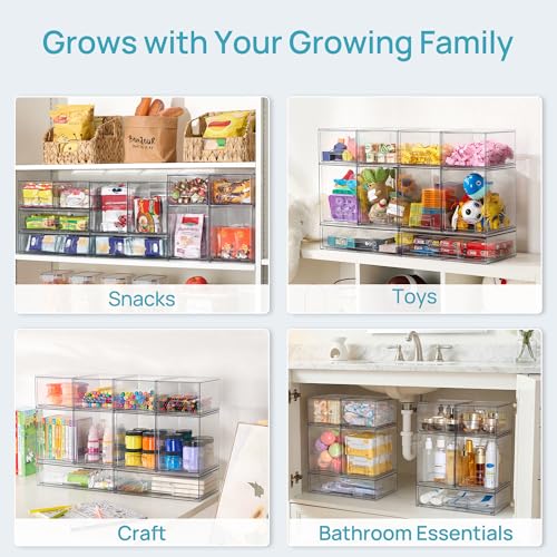 Vtopmart Clear Stackable Storage Drawers Set of 4, Baby Bottle Organizer - style: 2 Small+2 High