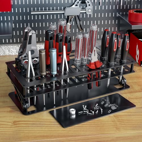 Screwdriver Organizer Holder Rack: Height Adjustable (Black) - color: Black