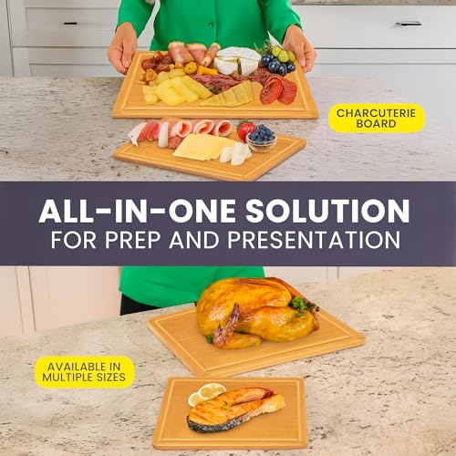 Extra Large Bamboo Cutting Board Set of 2 – Wood Cutting Boards for Kitchen with Glue-Free Surface™ & Juice Groove – Non-Toxic Wooden Chopping Boards, FSC-Certified, Durable Carving Boards - Rectangle - color: Glue-Free Surface - Rectangular