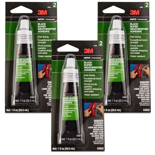 3M Black Super Weatherstrip Adhesive, 03602, 1 fl oz, 1 Per Pack, 3-Pack - size: 1 fl oz (Pack of 3)