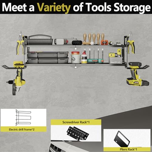 AZERPIAN Power Tool Organizer Heavy Duty Wall Mount Drill Tools Holder - size: 4 Slots 2Layers