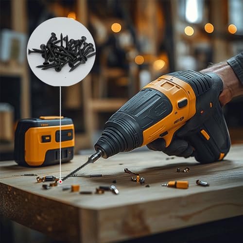 #6 x 1-3/8" Phillips Bugle Head Fine Thread Sharp Point Drywall Screw, Self Tapping Wood Screws with Black Phosphate Coated, Ideal Screw for Drywall, Wood and Sheetrock, 90 Pieces - size: #6 x 1-3/8-Inch