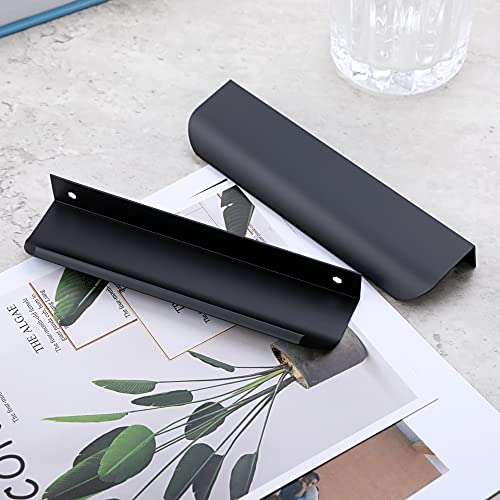 Malimali 10 Pack 6" Black Edge Finger Pulls for Cabinets, Drawer Pulls - color: Matte Black, size: 150mm/6" (10Pcs)