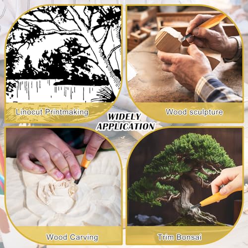 WILLBOND 5 Pcs Linoleum Carving Tool Set Wood Handle Linocut,Assemble - style: Assemble