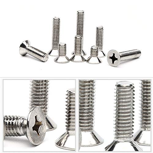 300Pcs #2-56 UNC Stainless Steel Phillips Flat Head Countersunk Machine Screws Nuts Assortment Kit- #2-56x 3/16" 1/4" 5/16" 3/8" 1/2" 5/8" 3/4" 7/8" 1" - size: #2-56