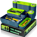 Tool Box Organizer Tray, 60 PCS & 5 Sizes, Blue and Green - color: Blue & Green: 60 PCS