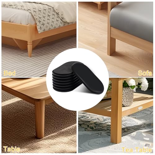 8PCS Furniture Sliders, 3-1/2" x 6" Furniture Movers Sliders on Carpet | Anti-Scratch & Labor-Saving, Reusable, Fits Round & Square Furniture Legs, Heavy Moving Pads for Sofa, Bed, Table & Desk - color: Black (for Carpet)