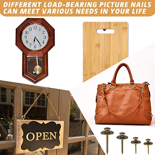 Zhengmy 40 Pcs Double Headed Picture Hangers Nails 4 Size, Bronze - color: Bronze