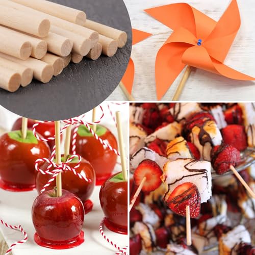 KTOJOY 25PCS Dowel Rods Wood Sticks Wooden Dowel Rods - 1/4 x 12 Inch Precut Dowels for Crafting, Hardwood Dowel Rod Assortment, Wooden Rod Sticks Doweling Rods, Cake Dowels for Tiered Cakes