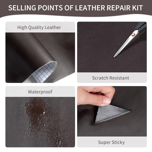 BSZHTECH Leather Repair Tape Self-Adhesive Leather Repair Patch for Couch Furniture Sofas Car Seats Advanced PU Vinyl Leather Repair Kit (Dark Brown, 3.9X79 inch) (Pack of 2) - color: Dark Brown, size: 3.9X79IN (Pack of 2)