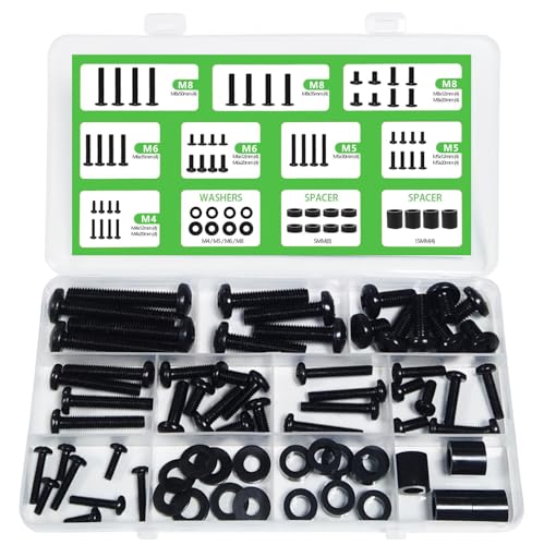 Universal TV Mounting Hardware Screw Kit Set with Box - M4 M5 M6 M8 Screws and Washers Spacers, Suitable for Most Brand televisions/Monitors