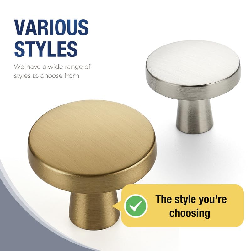 JOY DECOR Champagne Bronze Solid Kitchen Cabinet Knobs 1-1/4 Inch 5 Pack - color: Champagne Bronze