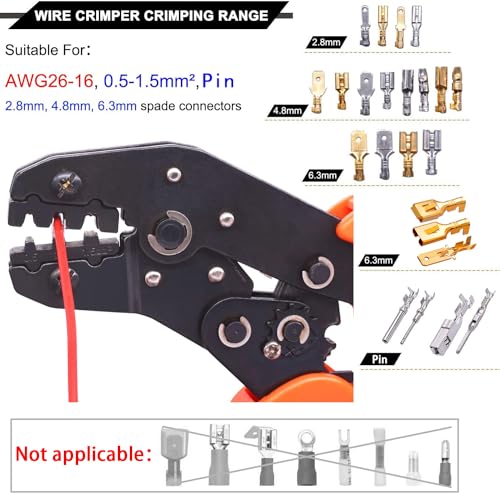 Twidec/Wire Crimping Pliers 26-16AMG Wire Crimping Tools with Ratchet,Manual Crimp Fold Tool For Open Barrel Terminal Connectors, Electrical Crimping Tool SN-48B - style: SN-48B AWG26-16