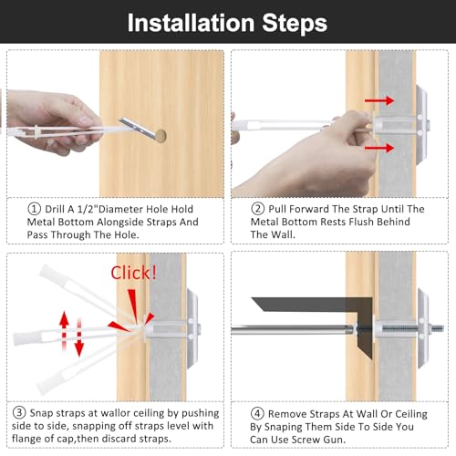 14 Pack Drywall Anchor with Included Bolts for 3/16”-24 - size: 3/16"-24：Pack of 14