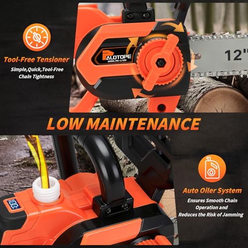 12 Inch Electric Chainsaw, Cordless Chain Saw with 2x4.0Ah Battery