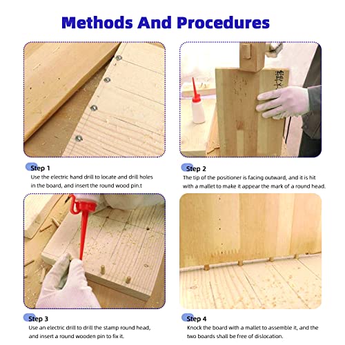 Glarks 508Pcs 1/4" 5/16" 3/8" 1/2" Wooden Dowel Pins Beveled Ends Fluted Dowel with 6/8/10/12MM Solid Hollow Dowel Tenon Center Transfer Plugs Set for Easy Insertion Furniture Door Crafts Projects