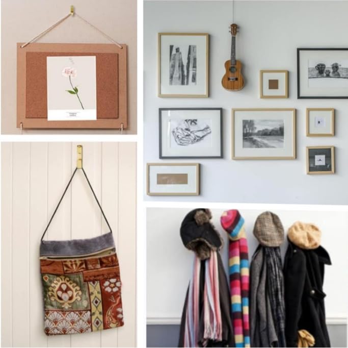 210Pcs Picture Hanging Kit with 20LB/30LB/50LB, Wall Hook with Nails for Hanging Picture, Metal Hangers Hook for Drywall & Wooden Wall - color: Gold
