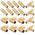 Litorange 18 PCS 1/2 inch T PEX Tee(4PCS) & 90 Degree Elbow(6PCS) & Straight Coupling 1/2" (8PCS) Lead-Free Brass Barb Crimp Pipe Fitting/Fittings
