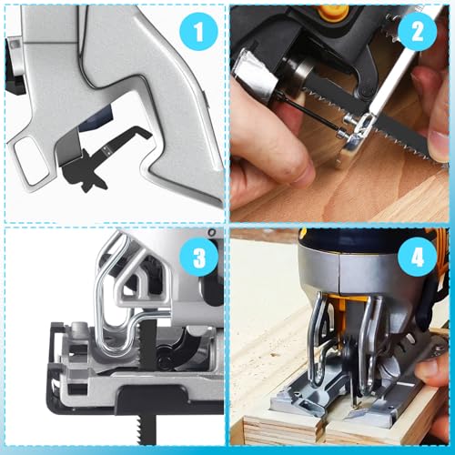 2PCS T1044DP Jigsaw Blades for Wood Contractor 10 in Jig Saw Blades Set 6 TPI Precision for Quick Cutting Wood, Hardwood, Plywood, Plastic, Metal, Black