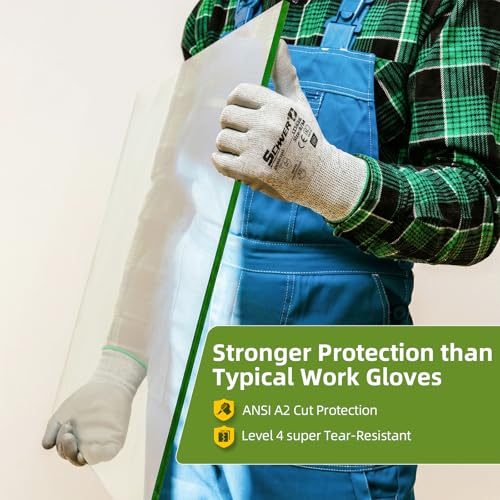 Schwer 6 Pairs A2 Cut Resistant Work Gloves, Ultra Durable, LT5636, M - size: Medium