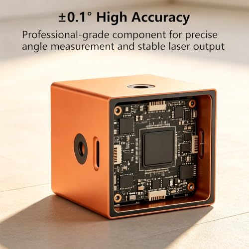 5-in-1 Digital Laser Level with Tripod, Magnetic Base & USB Rechargeable, Mini Angle Finder & Protractor, ±0.1° High Precision Cross Line Laser, Green/Red Beam for Picture Hanging,Tiling & DIY - color: Orange