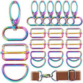 PECMER Rainbow Swivel Hardware Buckles D Ring Clasp Set 1" Lanyard Snap Hooks 18 Pcs Purse Bag Making Hardware for Purses Straps Bag Keychain DIY Craft Project 25mm - color: 18 Pcs Rainbow